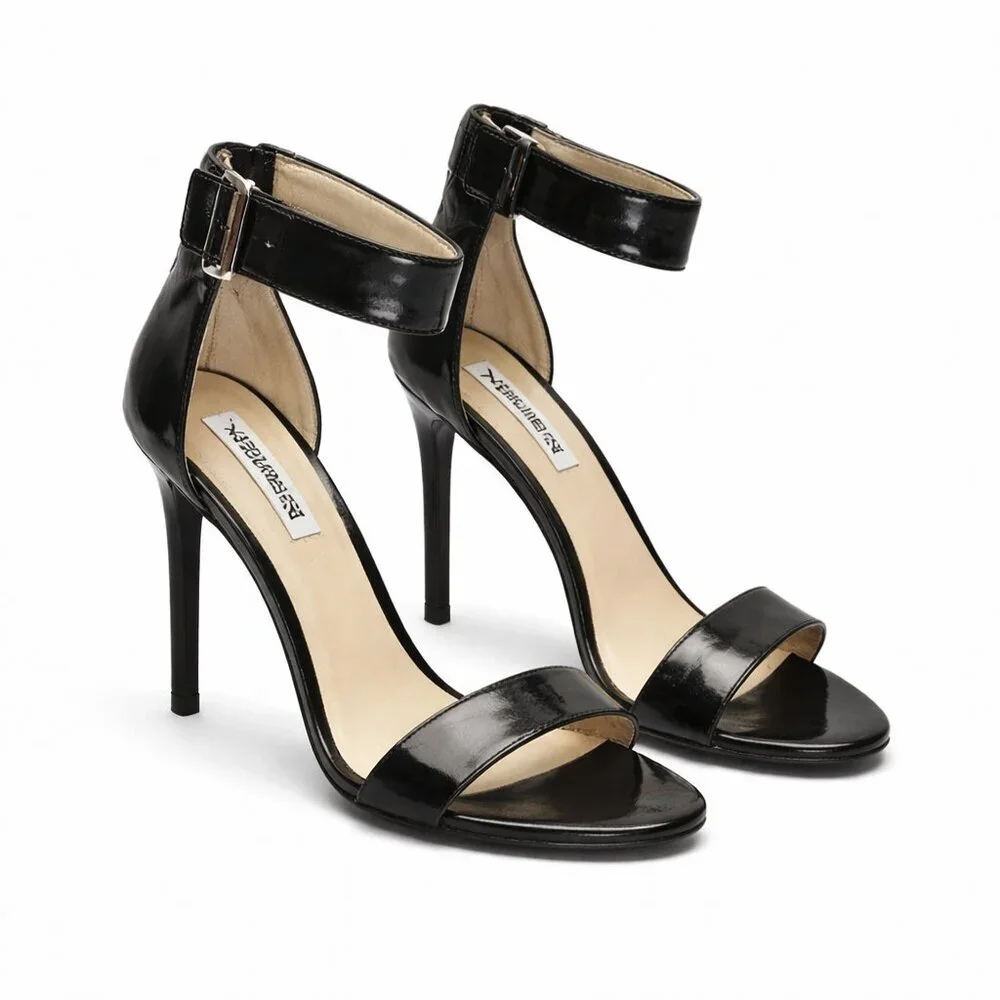 Stevens Madden ankle straps stiletto black sandals Size: 6